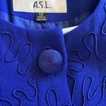 Vintage Kasper for ASL Blue Geometric Allover Embroidery Jacket Blazer Womens 12 Photo 4
