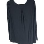 Gap  Luxe Womens Long Sleeve Black Top Pleated Scoop Neck Size L Photo 1