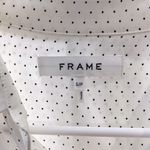 Frame  Pleated Bell Cuff 100% Silk Blouse White w Black Dot-S/P Photo 4
