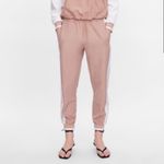 ZARA Side Stripe Track Pant Jogger in Millennial Pink and White Stripe XS Photo 1