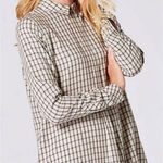 J.Jill Button Back Plaid Woven Collared Tunic Long Sleeve Top Photo 0
