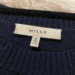Milly Wool Fringe Sweater in Navy Blue Medium Photo 4