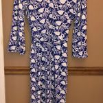 Boden USA Boden Amy Jersey Double V Neck Pocket Floral MIDI Dress Blue White 6R Photo 1