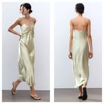 ZARA NWT  Satin Sweetheart Midi Dress Size XL Pistachio Green Cocktail Wedding Photo 1