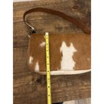 Free People  Cowhide Leather Shoulder Baguette Purse Brown White Photo 7