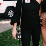 Josie Natori Black One Shoulder Shirt Photo 0