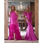 Badgley Mischka Mikado Mermaid Gown Off-Shoulder Pinwheel Flowers pink size 4 Photo 6