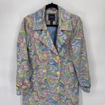 IZOD Flower Power Double Breasted Trench Coat Women S Pastel Polyester Pockets Photo 1