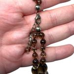 Sterling Silver Signed 925 Brown Citrine Glass Bead Necklace Multi Strand Facet Photo 3