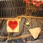 LovLov NWT Floral Print Elastic Waist Button Fly Wide Leg Denim Pants Blue Size undefined Photo 5