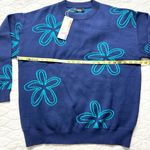 Dokotoo Floral Knit Sweater Boho Crew Neck GrandmaCore Long Sleeve Navy XL NWT Blue Photo 10