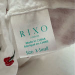 RIXO Sofia White Red‎ Embroidered Wrap Waist Tie Blouse Top Boho Ruffle Size XS Photo 7