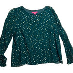 Lilly Pulitzer  Emerald Green Metallic Dot Silk Blend Long Sleeve Blouse Top XL Photo 0