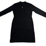 Petite Sophisticate  Long Sleeve Collared Black Midi Dress Gold Tassel‎ Sz Small Photo 1