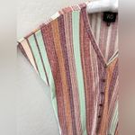 W5  | Multicolor Striped Knit Button Top Made in USA | Medium Photo 1