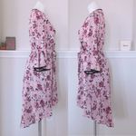 June and Hudson Bell Sleeve Dress Faux Wrap Floral Print Purple Black Size M NWT Photo 1