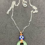 Handmade Green Jade Chain Necklace with Evil eye bead Photo 3