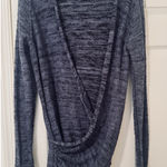 Free People  Gotham sweater navy blue linen blend Faux wrap oversized chunky sz L Photo 0