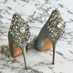 Badgley Mischka  Kiara Heels Mint Green Crystal Satin Platform Pumps 7 Stilettos Photo 5