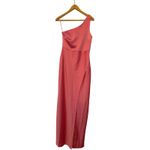 BHLDN Anthropologie  Coral Dylan One Shoulder Satin Side Slit Gown Size 6 NWT Photo 2