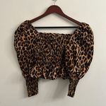 ZARA Leopard Print Puff Sleeve Top S Photo 4