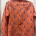 Wrangler Vintage  Blues Womens Horse Button Down Shirt Size large Orange Snap Y2K Photo 2