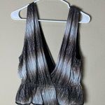 Anthropologie NWT Let Me Be Size Medium Metallic Peplum Top V-Neck Blouse Photo 4