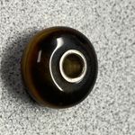 LAA 925 Tiger Eye Gemstone Bead Round Spacer Charm Bead Sterling Silver Brown Photo 1