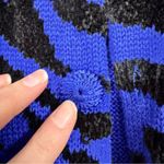 Vintage Lisa International Blue Black Zebra Cardigan Sweater Women M Funky Artsy Size M Photo 2