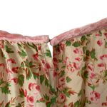 Sundance  Silk Ditsy Floral Rosebud Cream Pink Velvet Trim Blouse size medium Photo 5