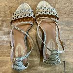 Elie Tahari Women’s Snakeskin Strappy Wedge Sandals Tan Size 9 39.5 EUC Photo 4