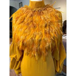 CQbyCQ UNIQUE FEATHER mustard plume LONG PUFFY SLEEVES SIZE SMALL Yellow Photo 5