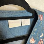 STONYBROOK Large Denim Embroidered Floral Vintage Button Front Midi Dress Women Blue Photo 4