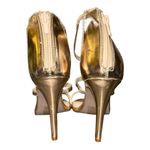 David's Bridal Davidâs Bridal Triple-Strap Gold Metallic Stiletto heels Style BACI Womenâs Sz 8 Photo 12