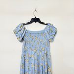 August Sky Blue Floral Off the Shoulder Midi Dress Photo 5
