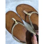 Culture Wean Gold Beaded Thong Sandals Brown Leather Flip Flops Size 9.5 Photo 5
