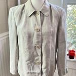 Lafayette 148 Linen Blazer Size 10 Cream Single Breasted Lightweight Coastal Photo 0