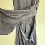 Anemos Dark Navy Tie Waist Linen Cupro Sleeveless Dress Size Small Blue Photo 4