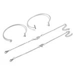 Boutique NEW Silver‎ Bracelet Set Boho Cuff Bangle Feather Triangle Rhinestone Jewelry Photo 7