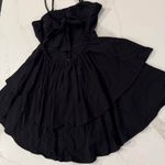 Halara  NWT Backless Tie Back Tiered Ruffle Flowy Mini Dress Women's Medium Black Photo 4