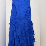 Dalia MacPhee Strapless Pleated Ruffle Chiffon Maxi Gown size 2 Royal Blue NEW Photo 7