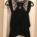 Free People Dos Segundos Crochet Embroidered Bohemian Top Black Size S/P Photo 6
