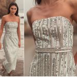 Mac Duggal  93831 Embellished Strapless Sheath‎ Dress Silver Beige 14 Photo 3