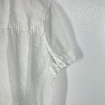J.Crew Linen Popover Shirt White Short Sleeve Pocket Top Women's L Summer Photo 5