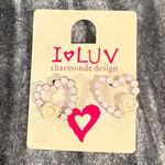 I LUV Heart Earrings with Pearls White Photo 0