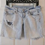 American Eagle  Cutoff Denim Shorts Women's 4 Low Rise Blue Jean Distressed Y2K Photo 1