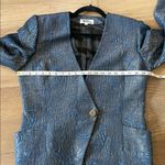 Eliglau Milano Made In Italy Floral Jacquard Blazer Size 46 US 10 Vintage Blue Photo 7