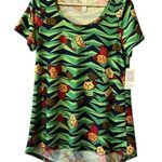 LuLaRoe T Shirt Large Green brown cat kitty kitten on sled Size Small Winter NWT Photo 0
