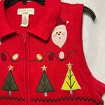 Vintage Bechamel Petites Red Christmas Zip Up Vest Santa Reindeer Large Petite Size undefined Photo 3