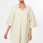 Tuckernuck Pomander Place Pia Striped Cotton Dress Swim Cover Up Yellow Tan XL Photo 0